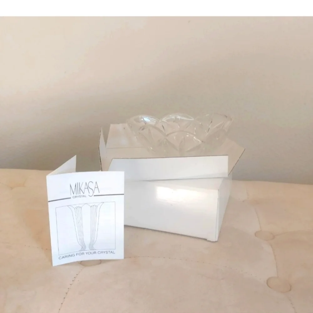 𝅺NEW MIKASA CRYSTAL CANDY DISH Y2k Glass RARE VINTAGE COLLECTIBLE NIB LOT OF 2